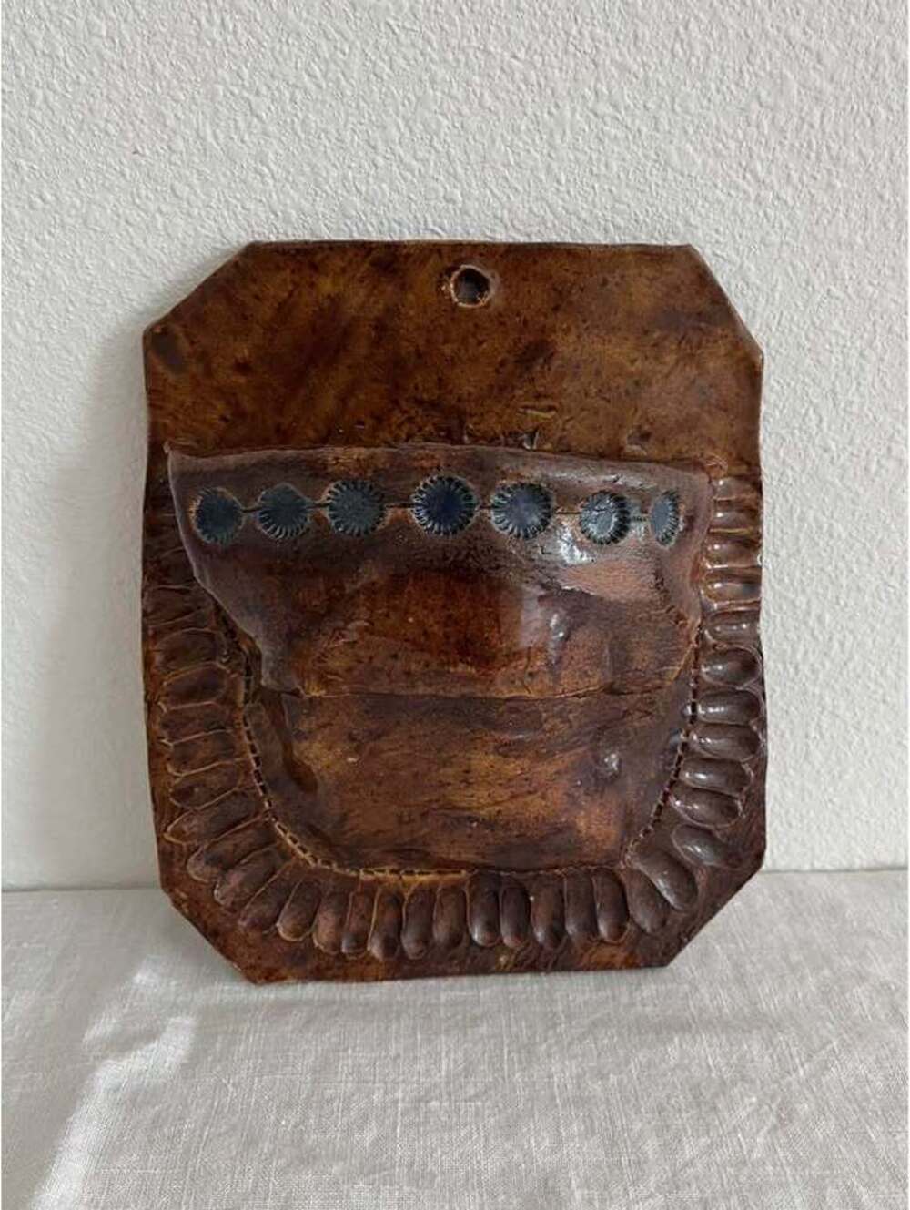 folk art ceramic wall pocket